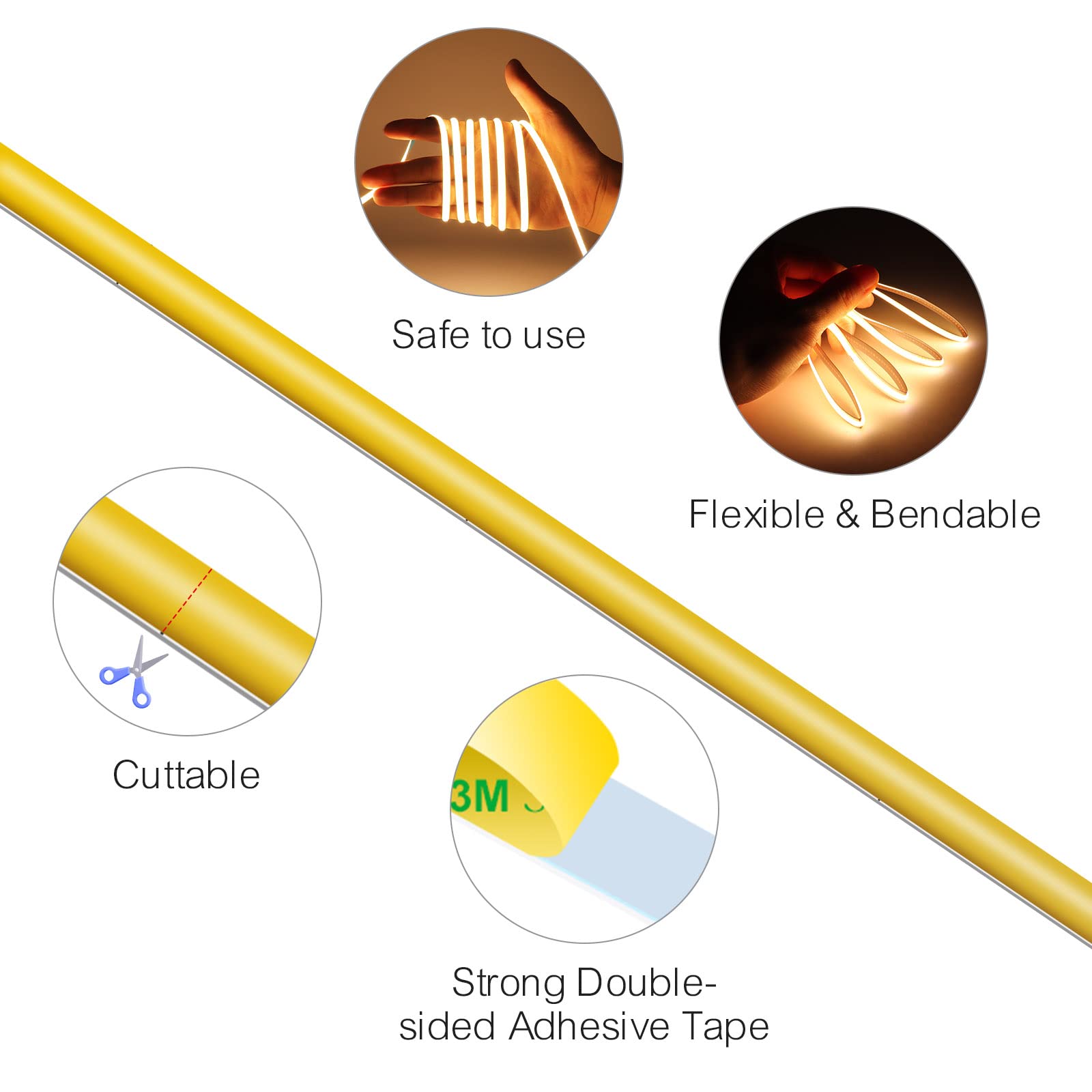 MALIGAZA 5mm Ultra Thin COB LED Strip 12V Red, High CRI RA>90, Cuttable Flexible 16.4FT, Super Bright Indoor Lighting Decor