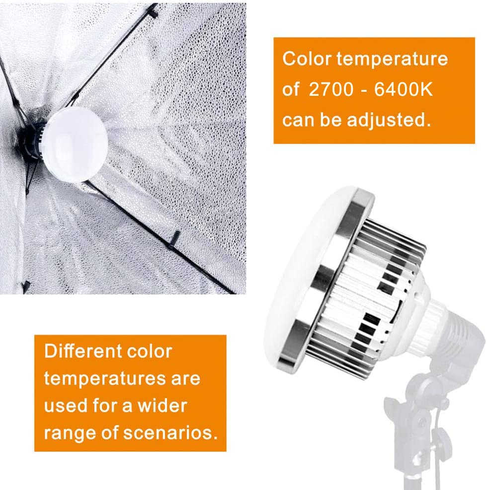 Skytex 85W Dimmable Tricolor LED Light Bulbs - 2 Pack, 2700-6400K for Photography Softbox, E27 Socket