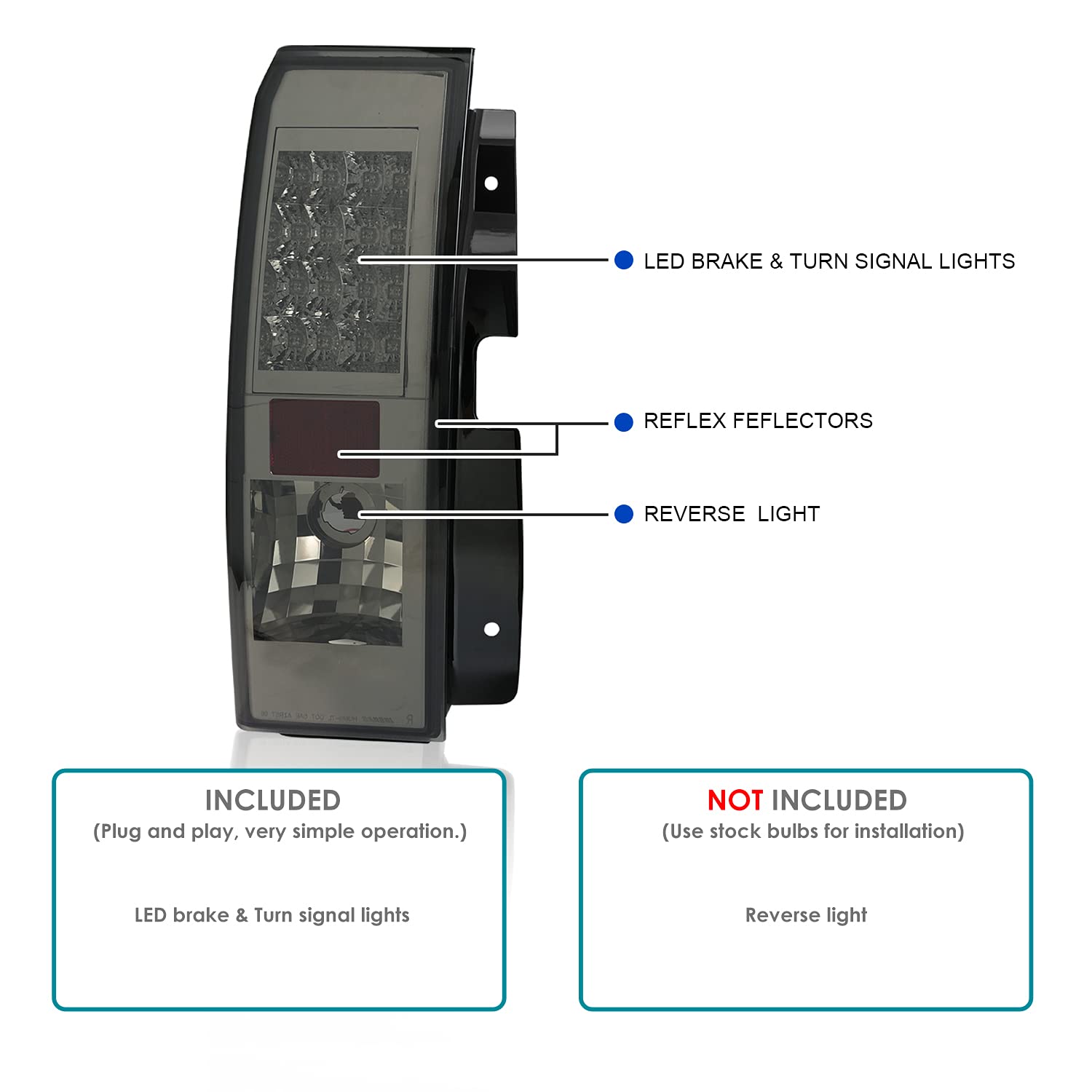 Spec-D Tuning Smoke Led Tail Lights Compatible With 2005-2010 Hummer H3, Left + Right Pair Assembly