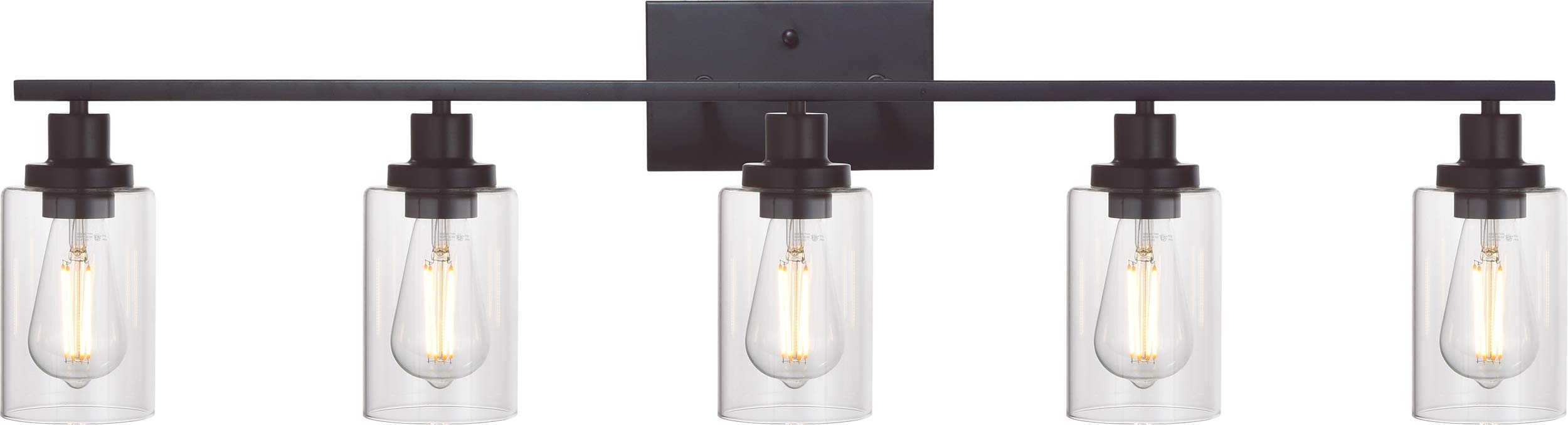 MELUCEE 5-Light Wall Light Fixtures Oil Rubbed Bronze Metal Clear Glass Industrial Sconce Model 450-5W-OB