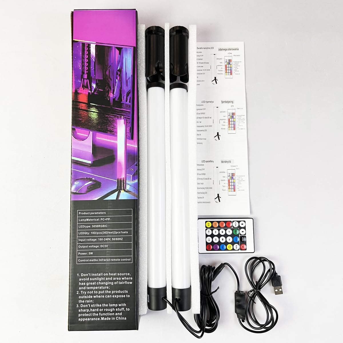 LED Light Bar, Music Sync RGB Light Bar, USB Ambient Lamp, Color Changing Gaming TV Backlight with App & Remote Control, 15 Dyna