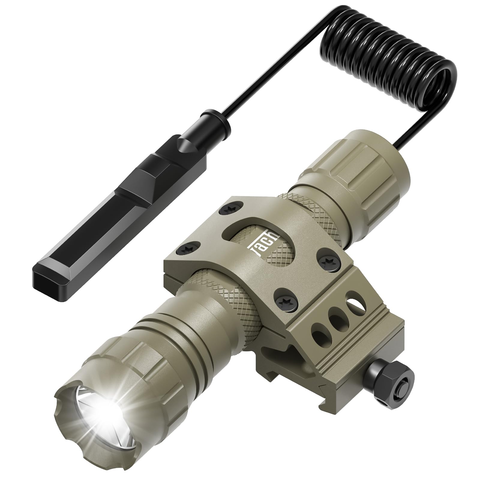 Feyachi Tactical Flashlight  Ultra Bright 1200 Lumens Sporting Equipment Light  with Picatinny Offset Mount & Pressure Dual Switch  200m Beam Range  4H Runtime  Waterproof & Shockproof Picatinny Flashlight