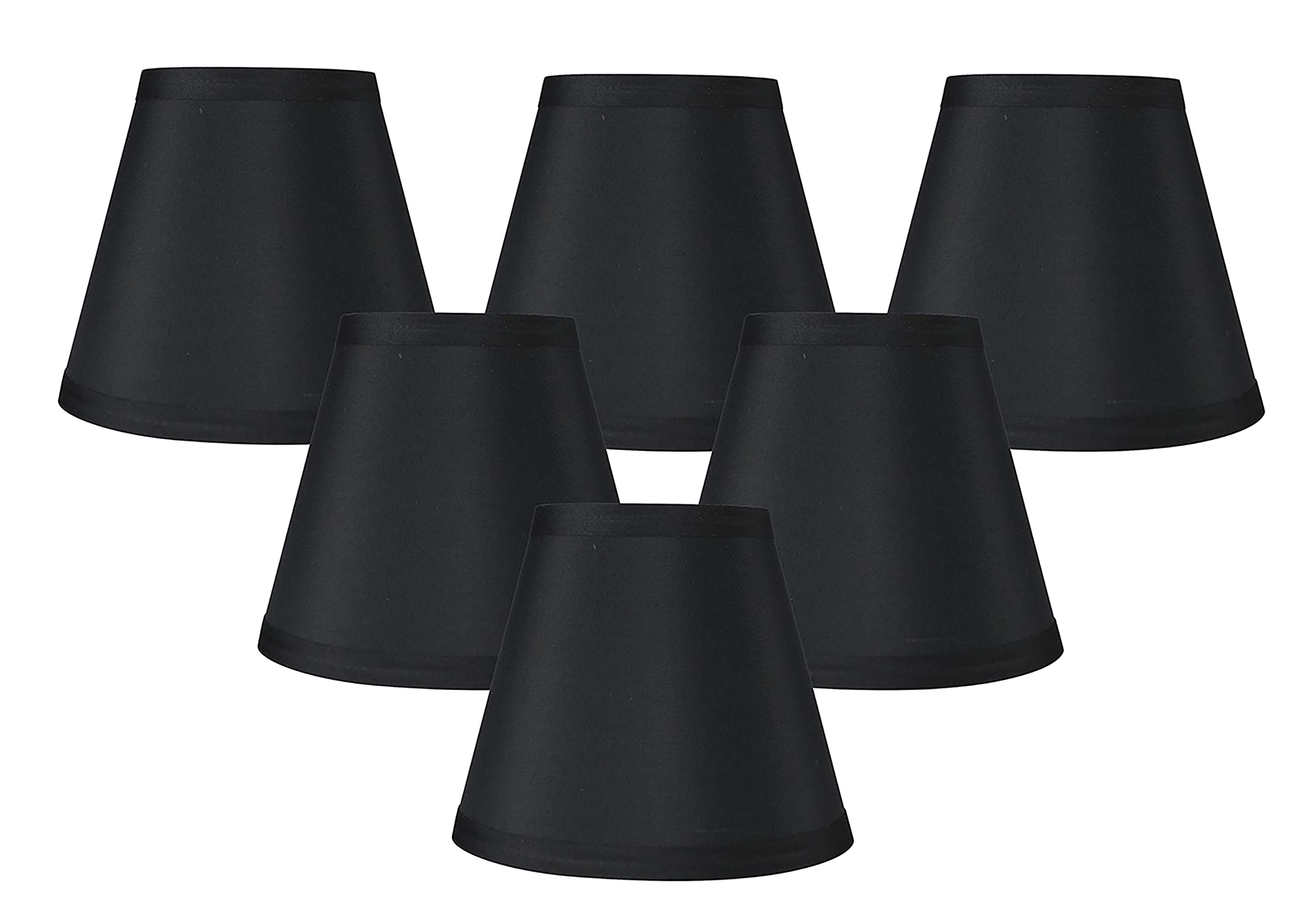 Meriville Set of 6 Black Faux Silk Clip On Chandelier Lamp Shades, 3.5-inch by 6-inch by 5-inch