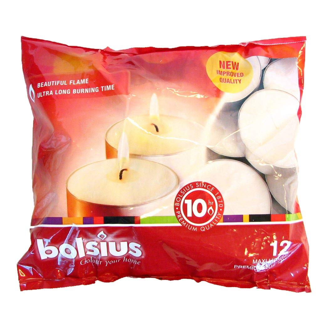 Bolsius Outdoor/Indoor Maxilight Tealight 10 Hour 16x38mm (Bag of 12) - White