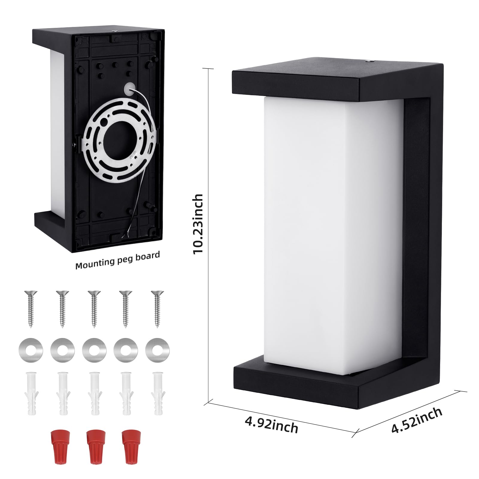 ZOOPEEN Outdoor Wall Lamp, Remote Control, 3 Color Modern Lighting, 2 Pack, Waterproof, Aluminum, Black, Model Z-3CCTRCWL