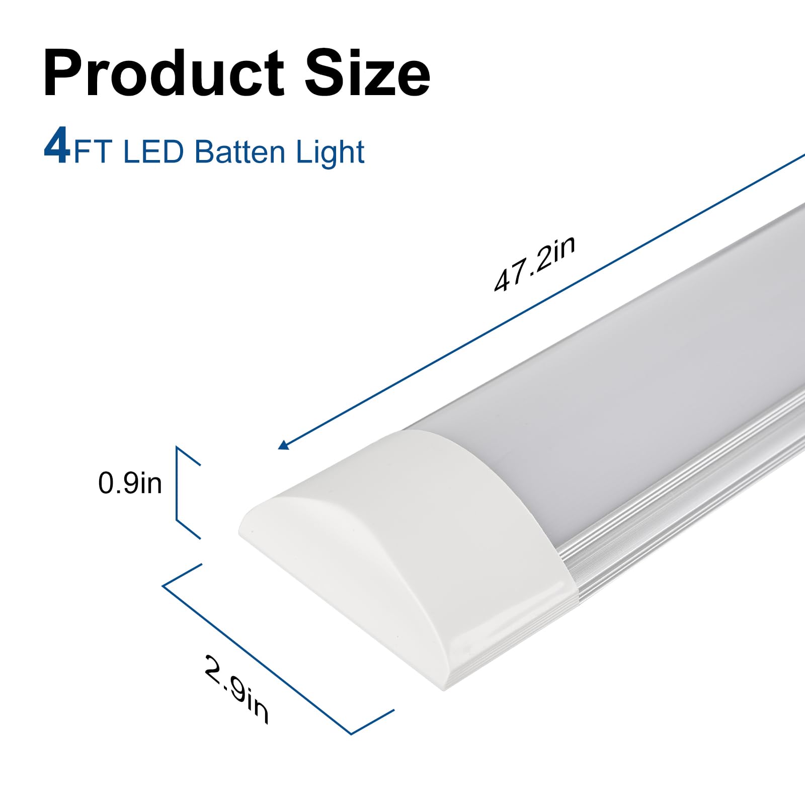 Colmeguna 2 Packs 4FT LED Batten Light, 40W Ultra-Thin Aluminium Ceiling Fixture, Day Light 4000K, IP20 for Garage/Office