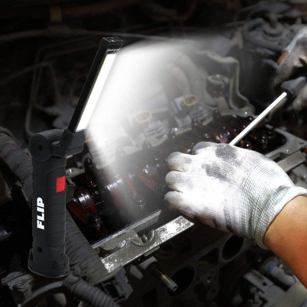 Alltrolite Rechargeable Flip Led Work Light | Cob Led Flashlight With 360° Rotation, 5 Modes, Magnetic Base & 3000Mah Battery | Inspection Light Ideal For Car Repair, Workshop, Garage, Camping