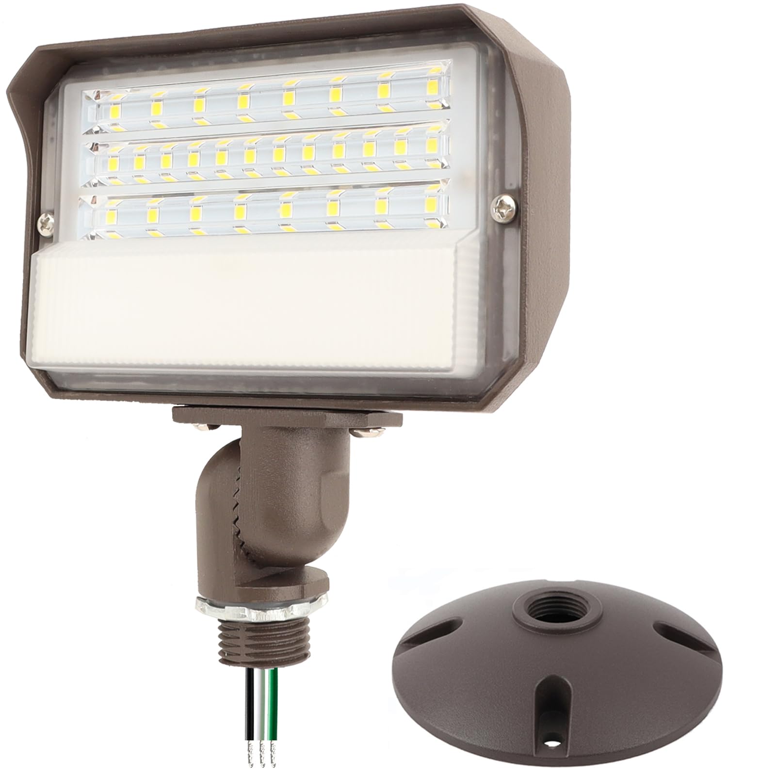 WHLED Dusk to Dawn Outdoor 25W LED Flood Light with Knuckle & Plate Mount, 5000K Color Selectable, ETL Commercial LED Security L