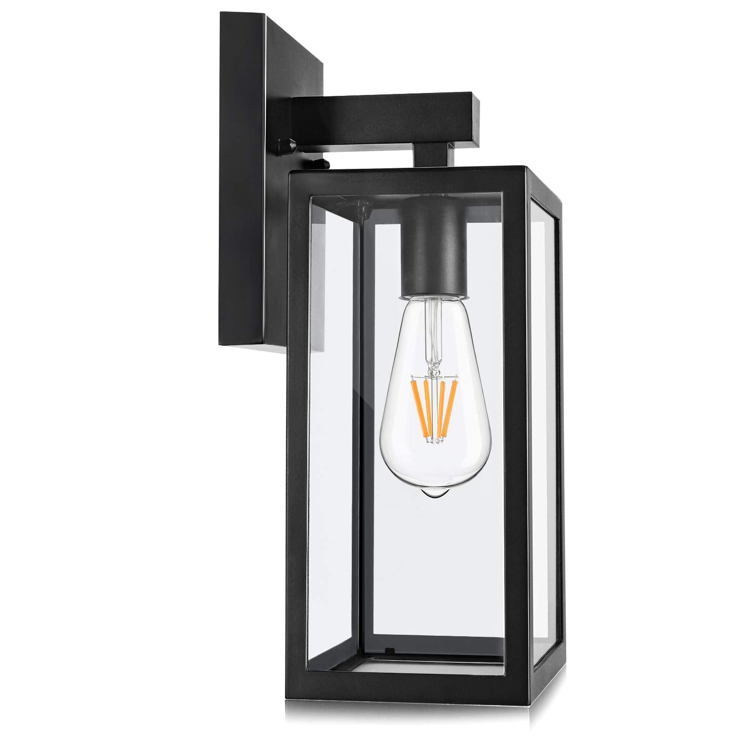 MAXvolador Outdoor Wall Lantern, Black Aluminum Waterproof Sconce Light, Model 2032BC, E26 Base with Clear Glass