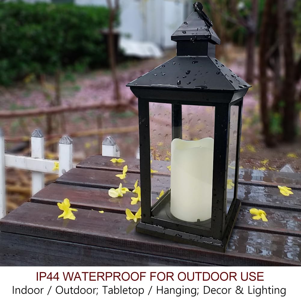 Bright Zeal 2-Pack 14'' Candle Lanterns Outdoor Waterproof Decorative Lights With Timer - Cool White Decorative Indoor Led Lante