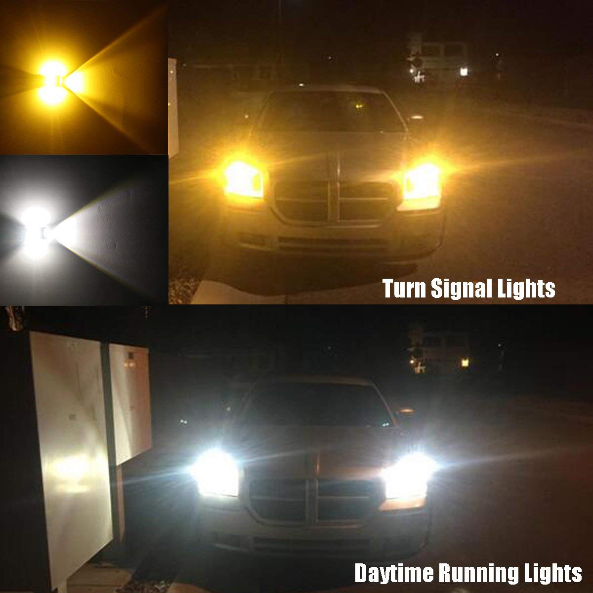 iBrightstar 3157 Switchback LED Bulbs, Extremely Bright 3030 Chipsets, White/Amber, Aluminum, Replacement for DRL and Turn Signal Lights
