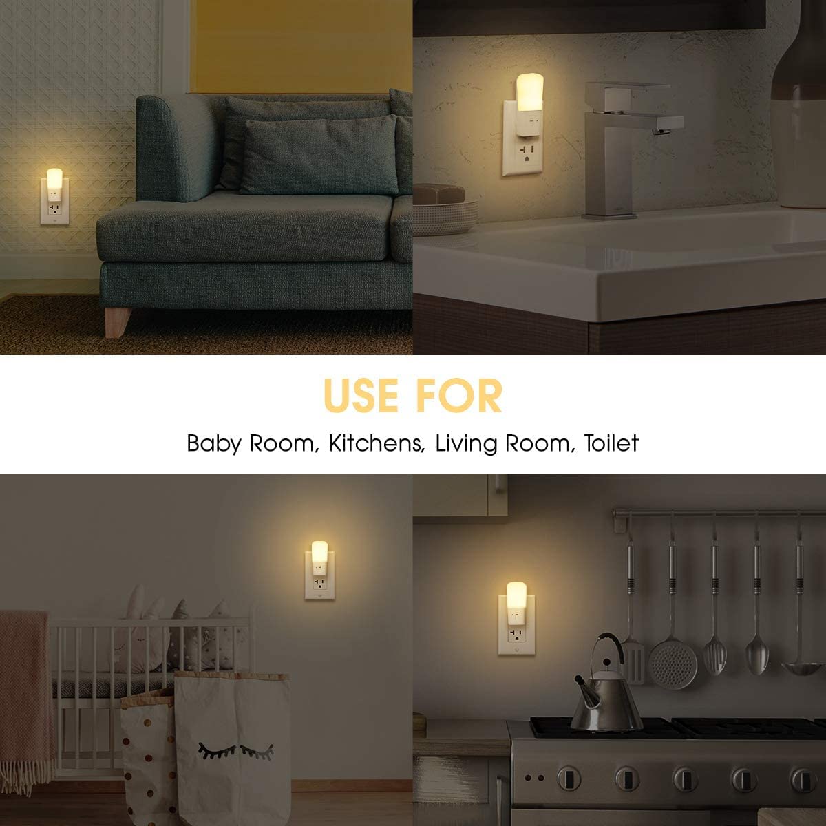 L Lohas Led Dimmable Night Light[2 Pack], Led Night Lights Plug Into Wall With Dusk To Dawn Sensor, Soft White 3000K Brightness