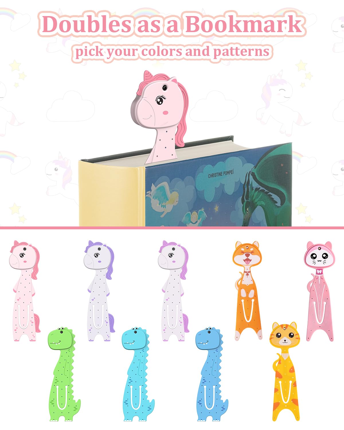 Stocking Stuffers For Girls Unicorn Book Light For Kids, Cute Bookmarks For Kids Small Reading Light For Books In Bed, Christmas