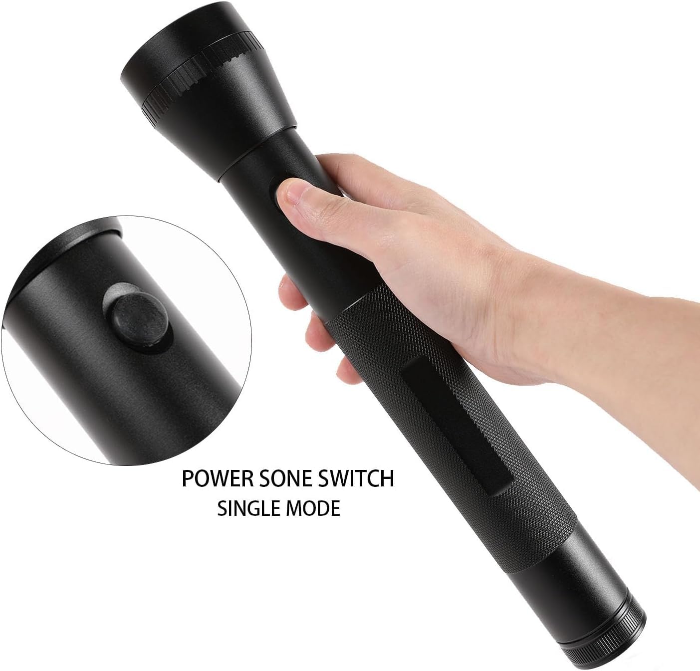 Hilngav 9 Pack Heavy Duty 2-Cell D Battery Flashlights, High Lumens, Aluminum, Black, Model s008-a