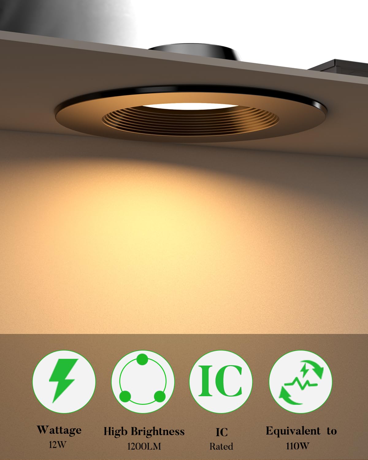 Lightdot 12W Dimmable LED Downlight 3CCT Selectable, Black, 12 Pack, Slim Canless Ceiling Light, Model LRC-07