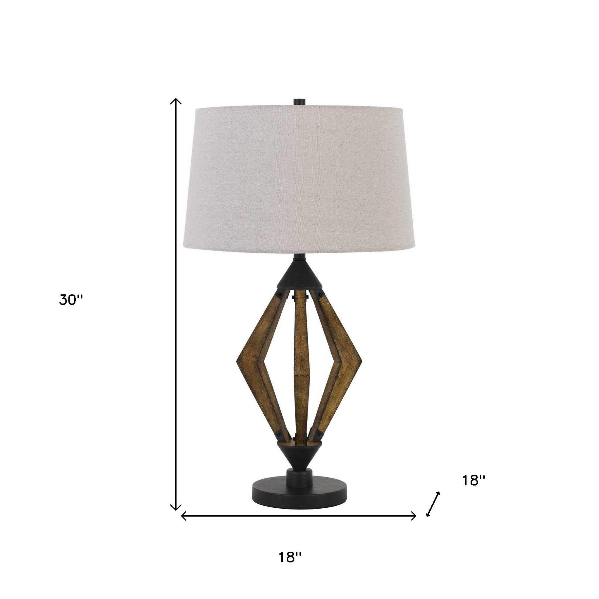 Homeroots 30 In. Black Metal Table Lamp With Brown Empire Shade For Living Room Lighting