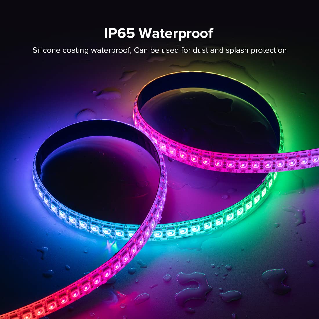 SEZO WS2812B LED Strip Light 3.3FT 144 LEDs/m IP65 Waterproof White Model M1WS2812B1M144LW65E