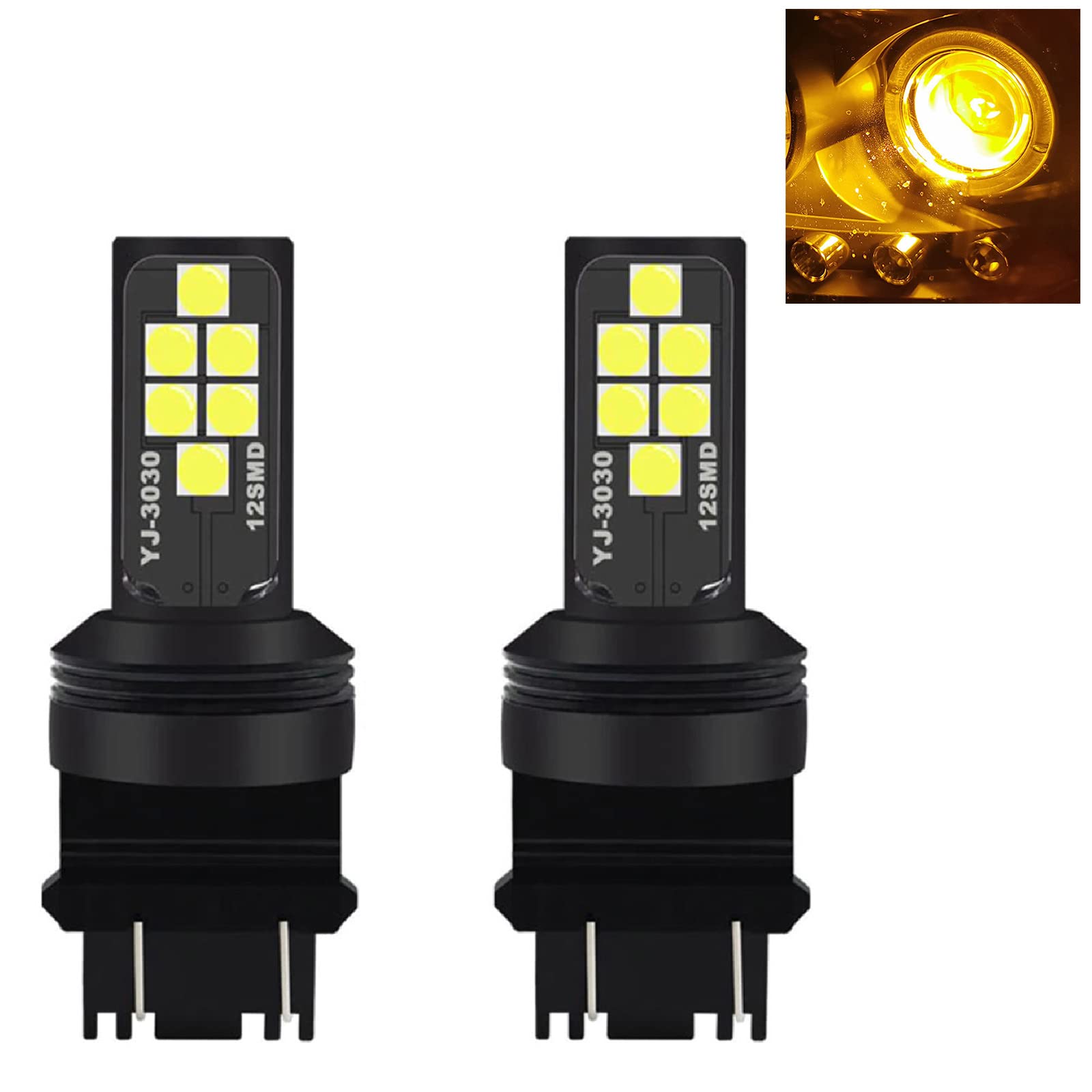 SOCAL-LED LIGHTING Amber Yellow LED Turn Signal Bulb, 3157 (T25), Plastic, Pack of 2