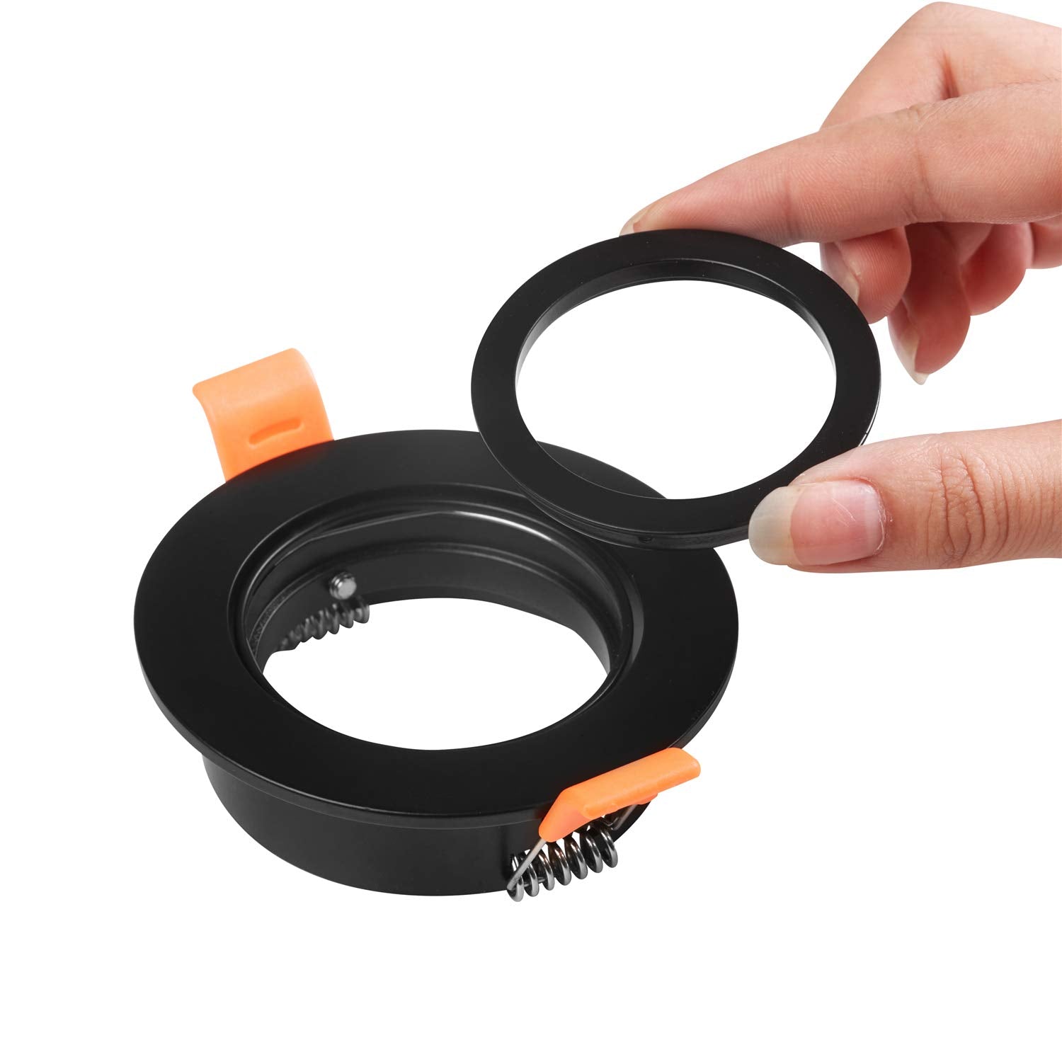 Joyinled Pack Of 2 Black Led Downlights Frame Round Fixture Holders Adjustable Cutout 65Mm For Mr16 Gu10 Bulb(Black)