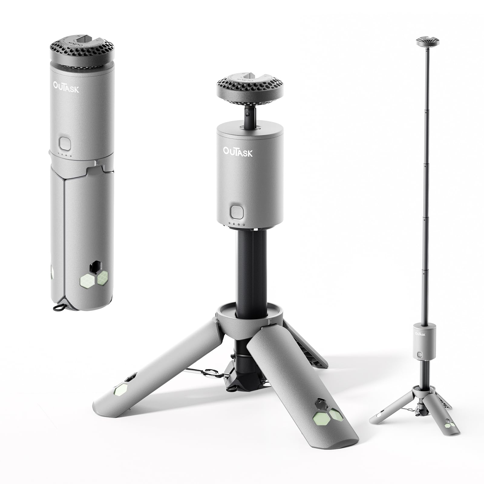 Outask Telescopic Camping Light with 12000mAh Battery, IPX6/IPX7 Waterproof, Gray, Model TD-1