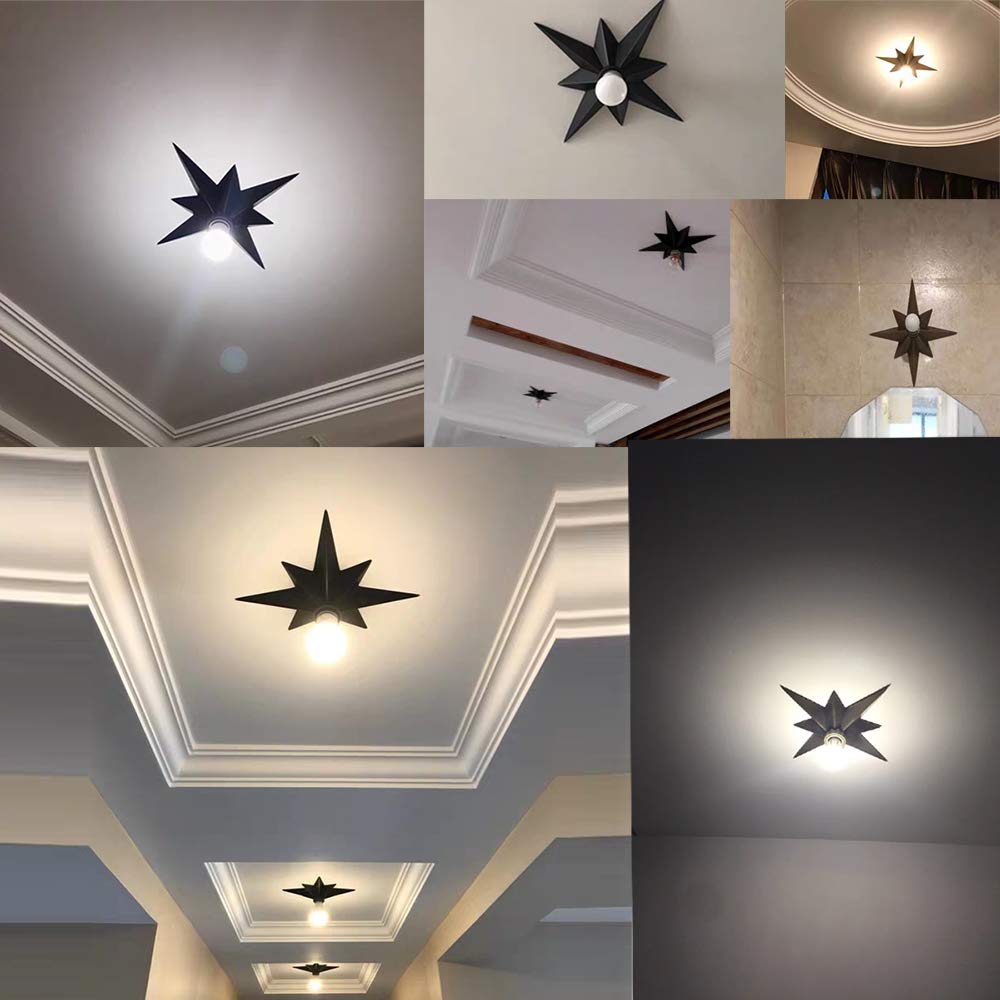 VILUXY Flush Mount Ceiling Light, Black Aluminum Star Fixture for Hallway, Entryway, Study Room, Bedroom, Model 1
