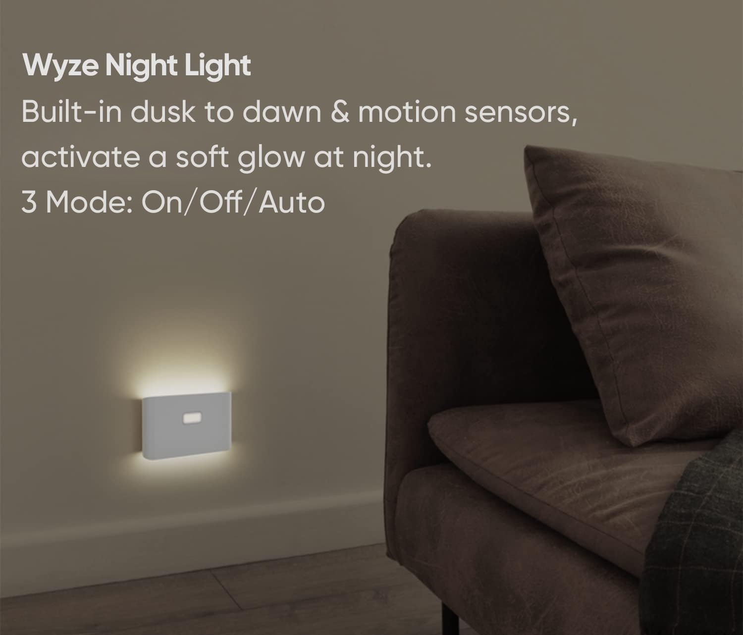 Wyze Lifestyle Rechargeable Night Lights With Dusk To Dawn & Motion Sensors, Warm & Soft White Stair Lights For Bathroom, Hallwa