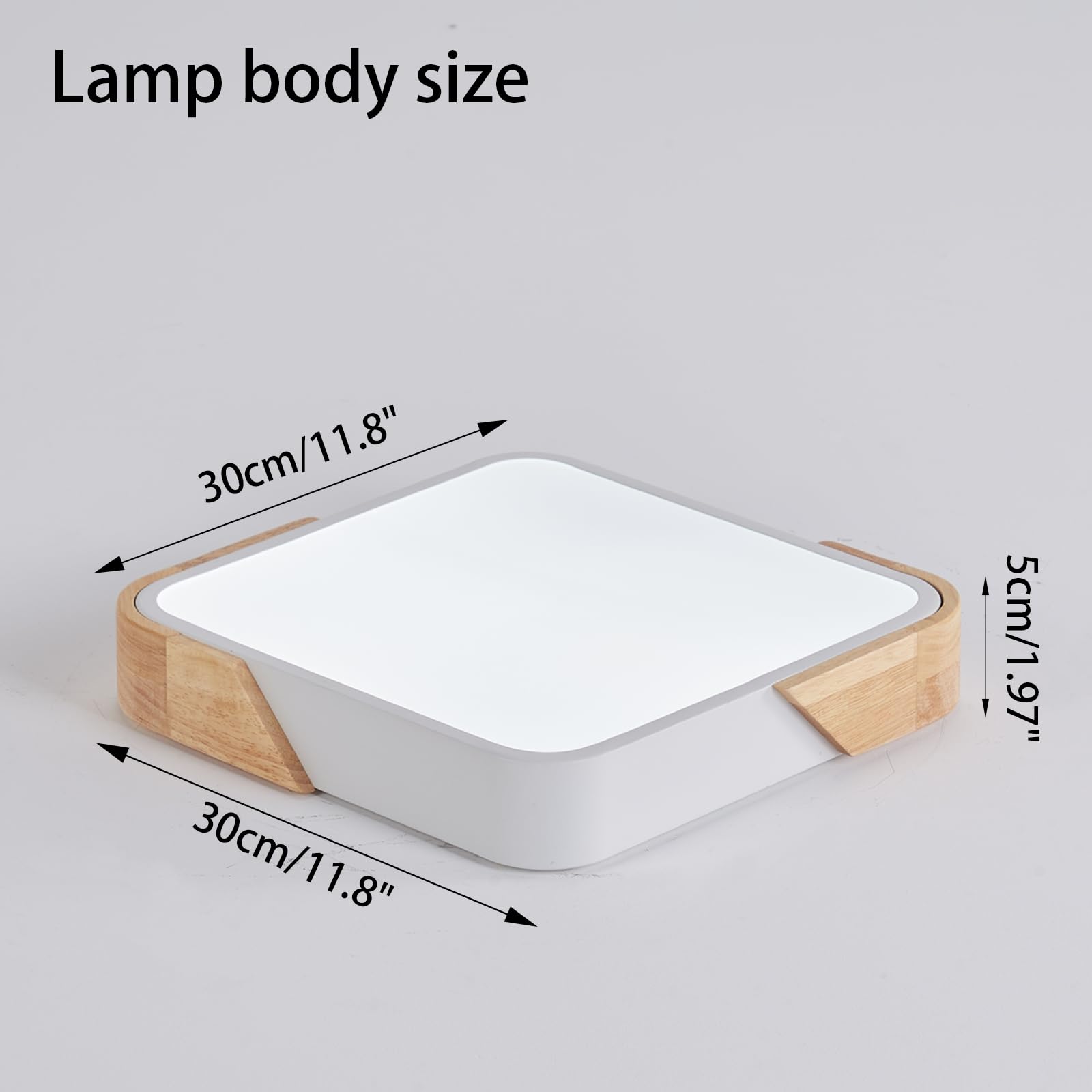 LuFun Ceiling Light Fixture, 24W LED Flush Mount, 12 Inch, Wood, Cool White 6500K, Model AMZ0042