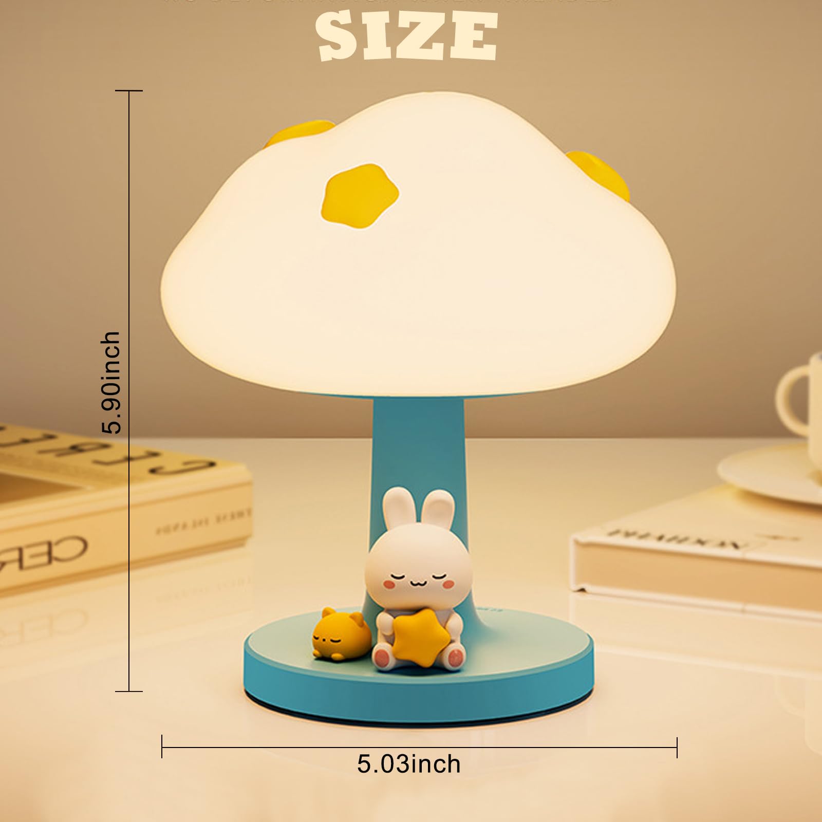 Cloud Bedside Lamp For Kids  Cute Silicone Portable Touch Lamp With 3-Levels Brightness  Rechargeable Night Light For Bedroom ChildrenS Room  Dimmable Led Table Lamp Gift For Kids Boys Girls (Blue)