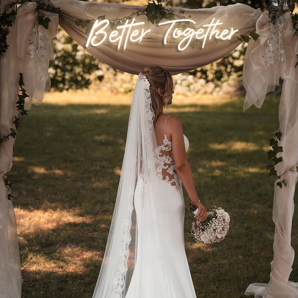 Divatla Neon Sign - Better Together Warm White LED Wall Decor, 24Wx10L & 17Wx9L, Acrylic, Wedding/Bedroom Decoration
