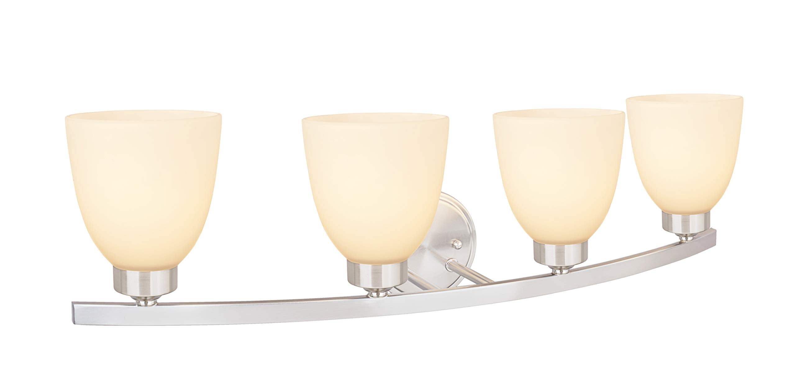 Aspen Creative Four-Light Metal Bathroom Vanity Wall Light Fixture 28-3/4in Satin Nickel Model 62205-1