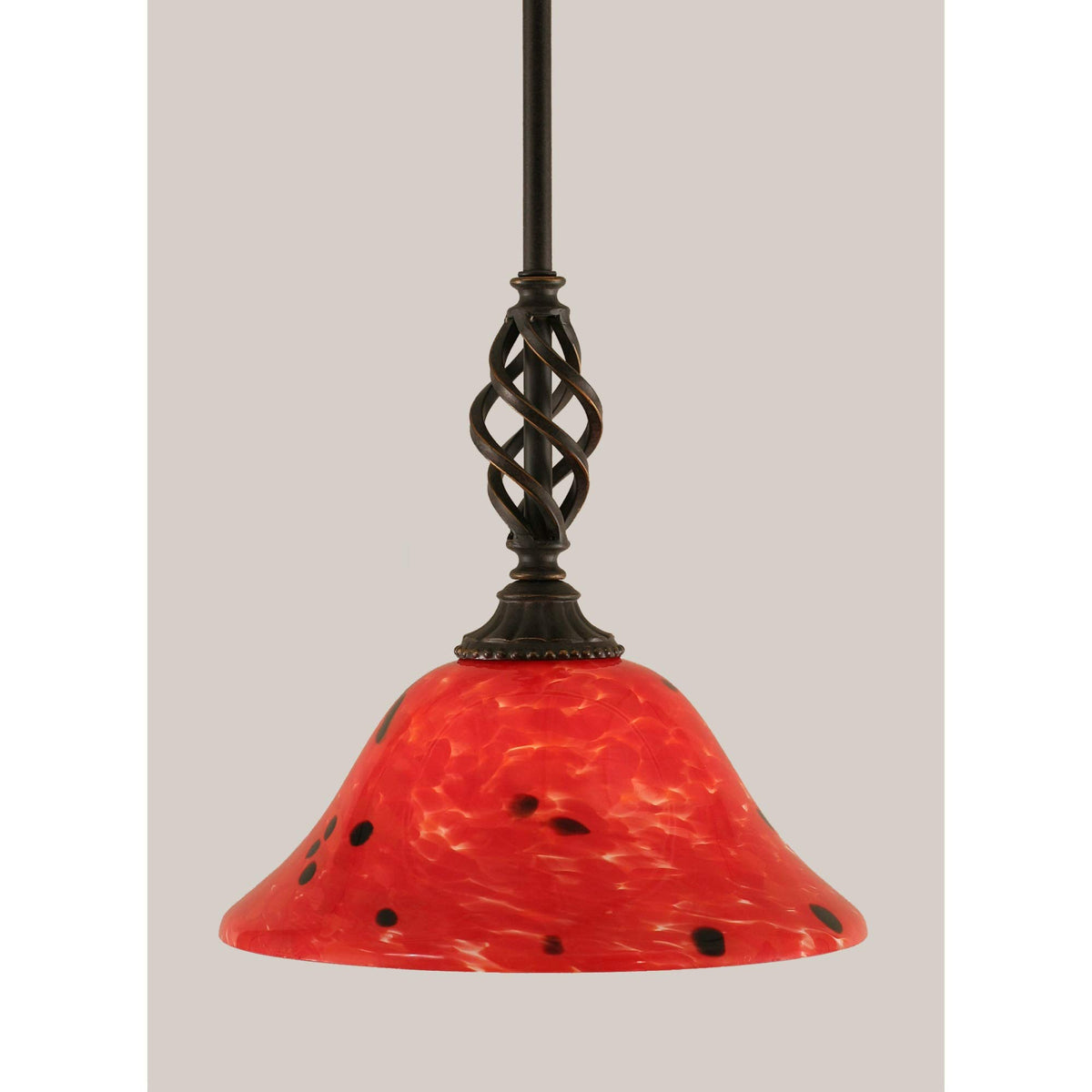 Toltec Lighting 80-DG-116 Elegante Mini Pendant with Hang Straight Swivel with 10 Inch Volcano Glass, Dark Granite Finish