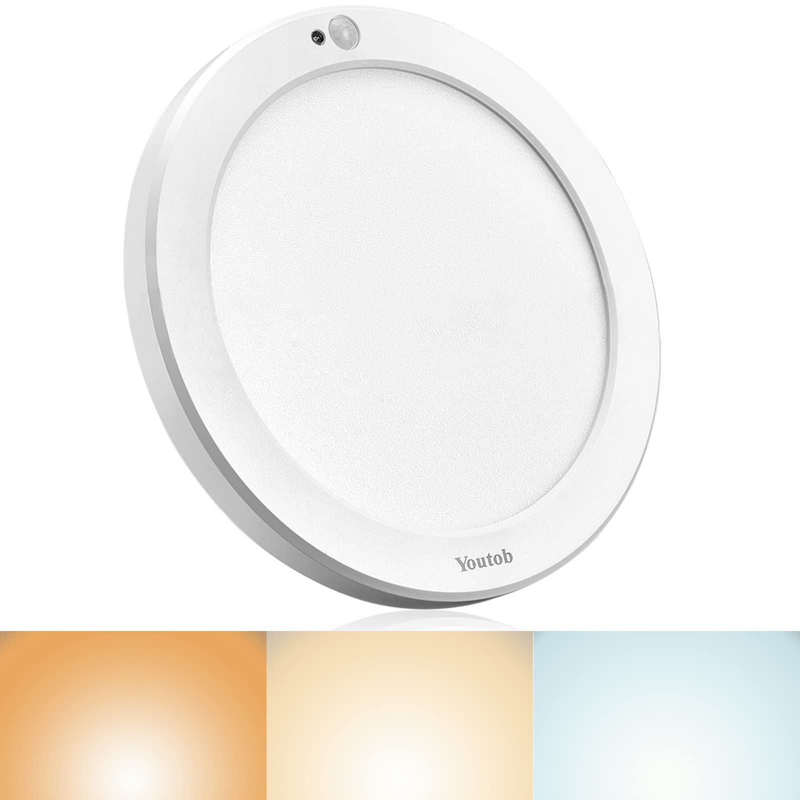 Youtob Motion Sensor Light Led Ceiling Light With 30S/180S Timeout Adjustable 3 Colors, Etl Listed, 15W 1500Lm Round Lighting Fi