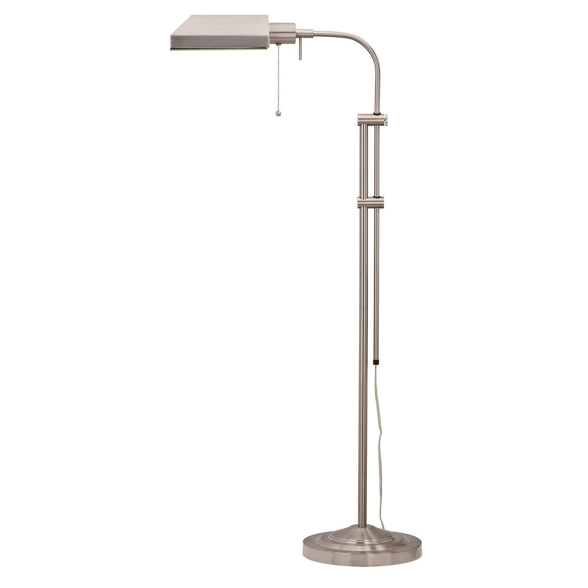 Benzara Metal Floor Lamp, Adjustable Pole, Rectangular Design, White, Model BM225080