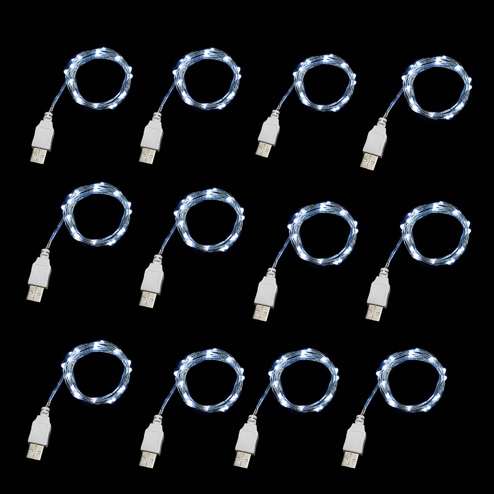Sokelinn-six 2m 20 LEDs Fairy String Lights, USB Powered String Light for Desk Office Christmas Tree Party Decoration (White, 12)
