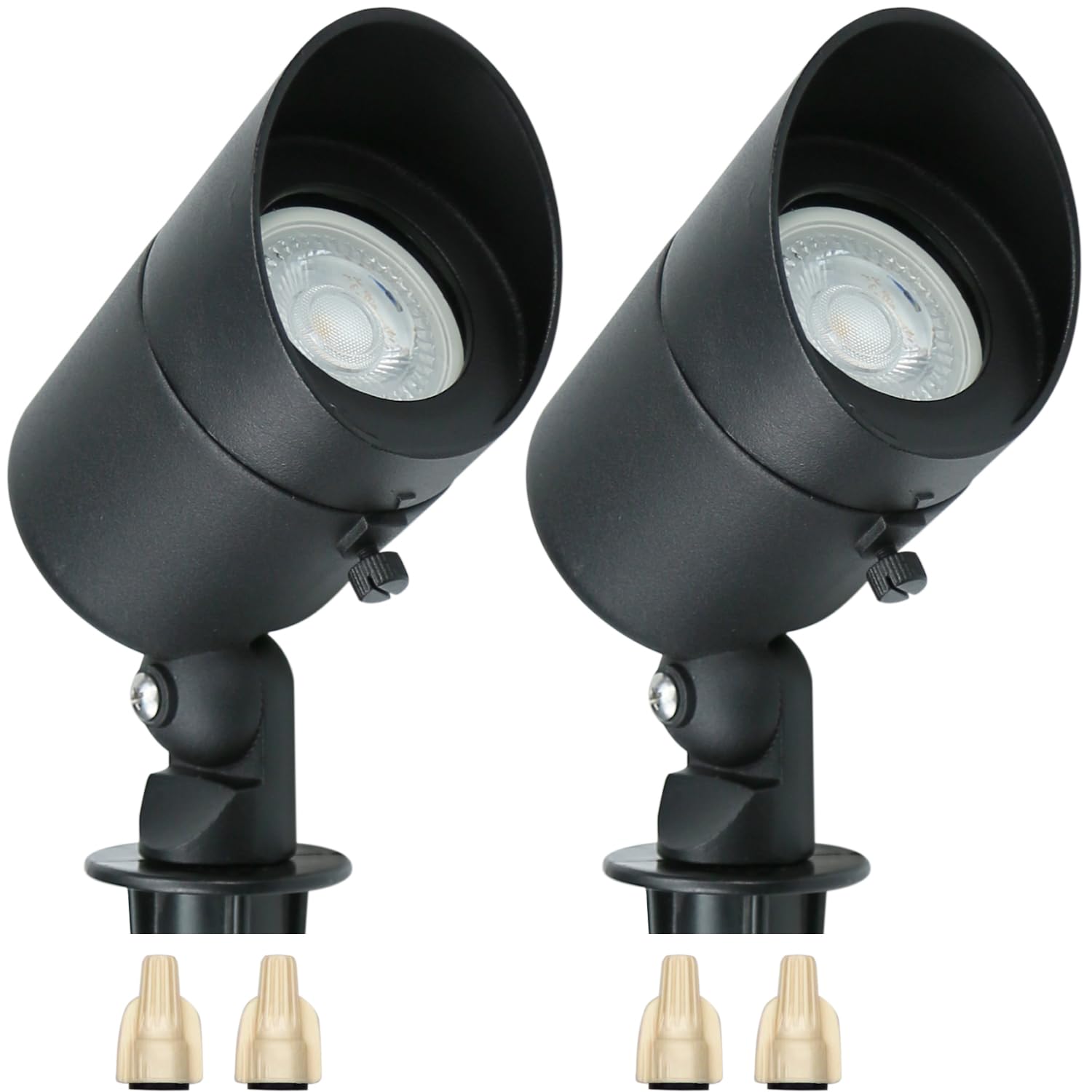 Lumina Lighting® 4W Landscape Lighting 12V Landscape Lights Low Voltage Landscape Spotlights Warm White Waterproof Outdoor Replaceable LED Bulb for Garden, Lawn, Porch, Patio and Yard(Black, 2-Pack)