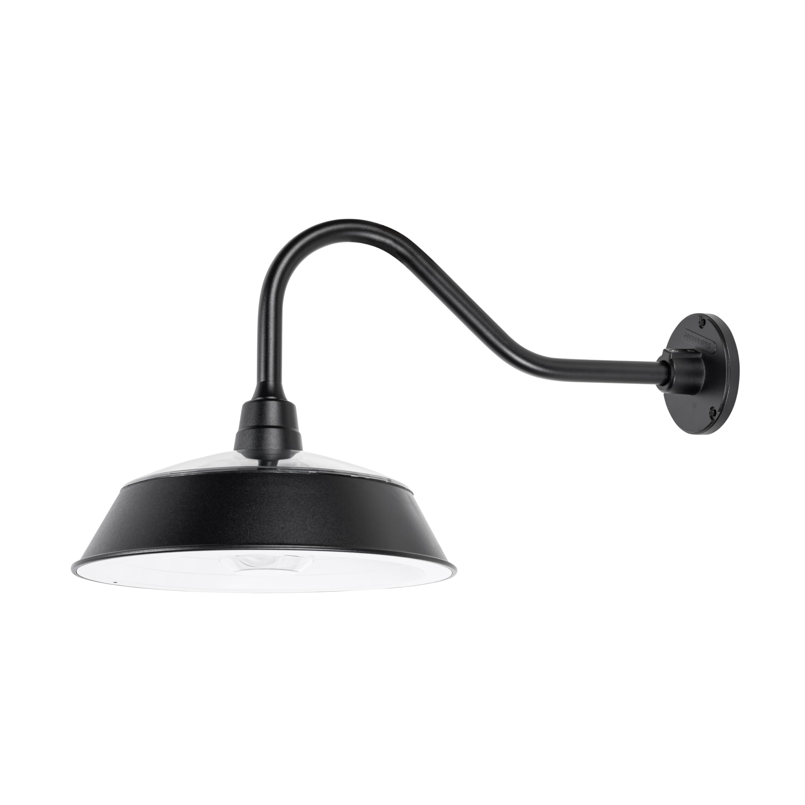 Gama Sonic Solar Barn Light for Outdoors with 14.5    Metal Dome Lamp, Bright 250-Lumen LED, Wall-Mount Gooseneck, Dusk-to-Dawn,