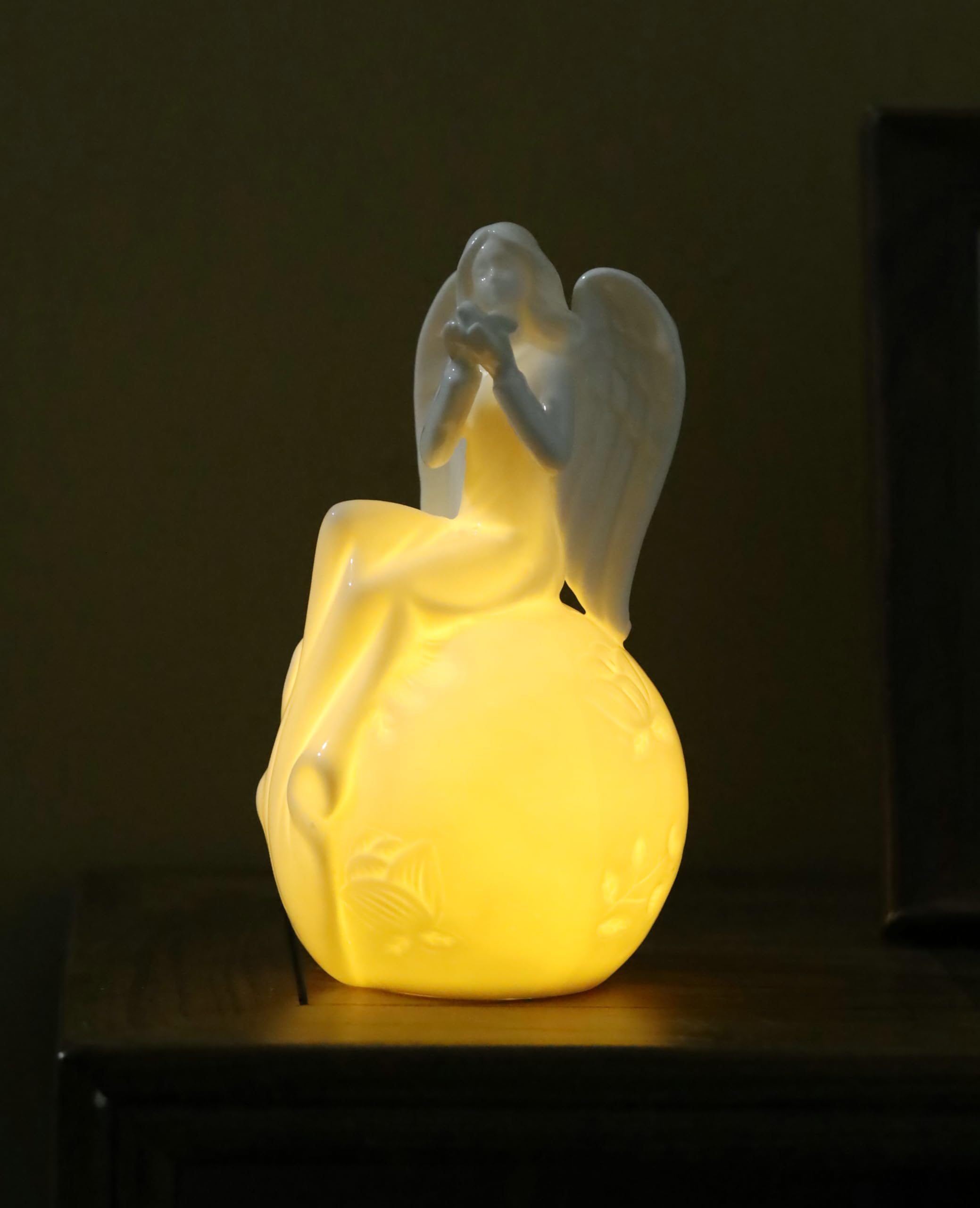 ADAVAS.Y&G Angel collectiable Figurine with LED Lighting Angel lamp Decorative Angel Night Light Holding Dove 8'' H