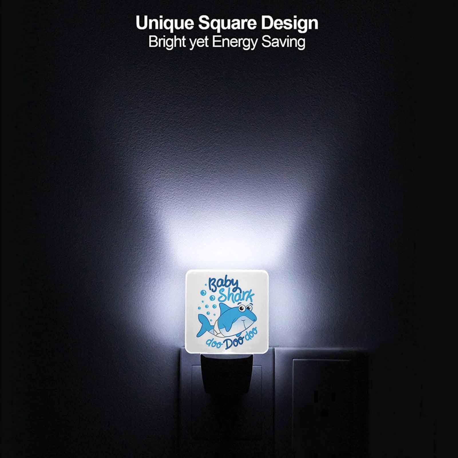 Chrobak LED Night Light, Cute Shark Design with Dusk to Dawn Sensor, Energy Efficient, White, Model WML-Night-Light-231023-102