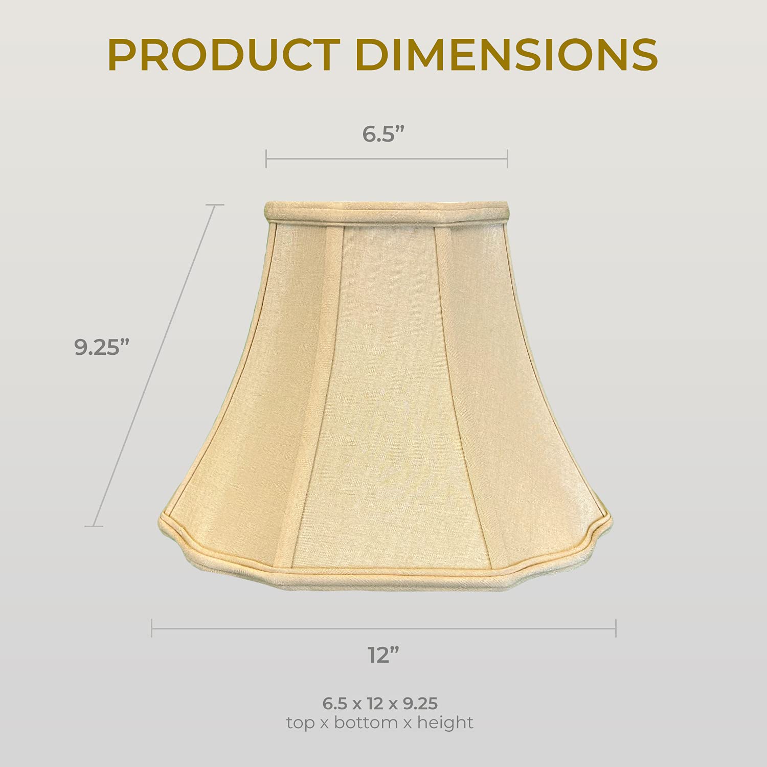 Royal Designs, Inc. Flare Bottom Lamp Shade, Fabric, 6.5 x 12 x 9.25, Antique Gold, Model BSO-701-12AGL
