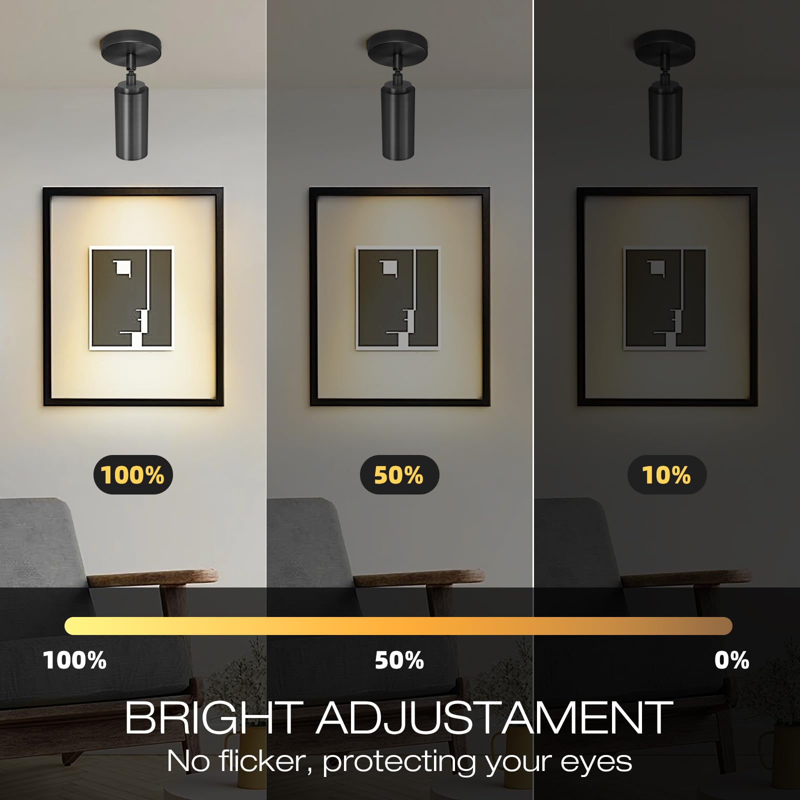 PIOUTNF Black Copper Ceiling Spotlight, Modern LED Indoor Light, Flush Mounted, Model SP-1027