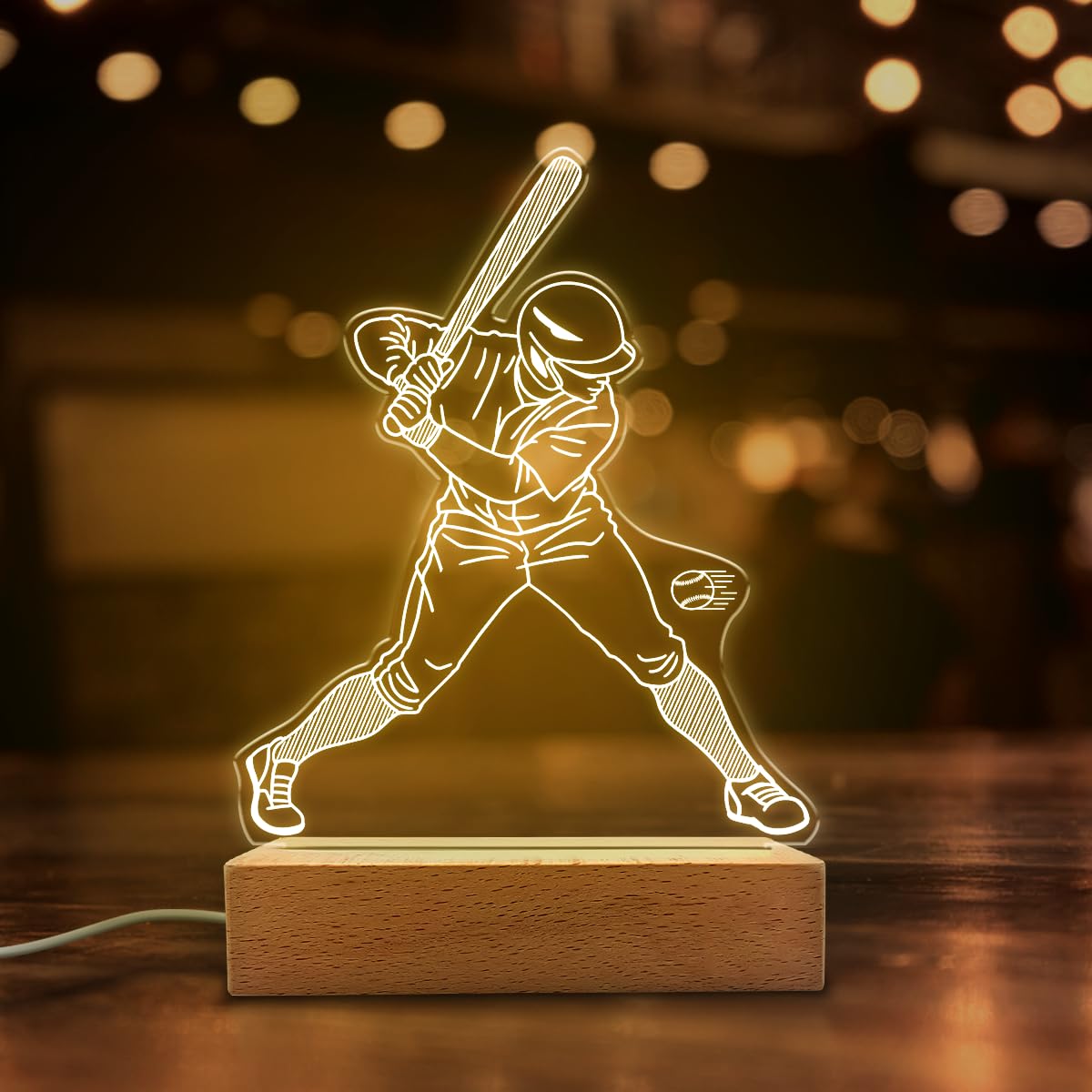 Sandjest Baseball Night Light - Baseball Lover Illusion Lamps - Desk Home Decoration Lamp Bedroom Decor - Gifts For Boys Girls