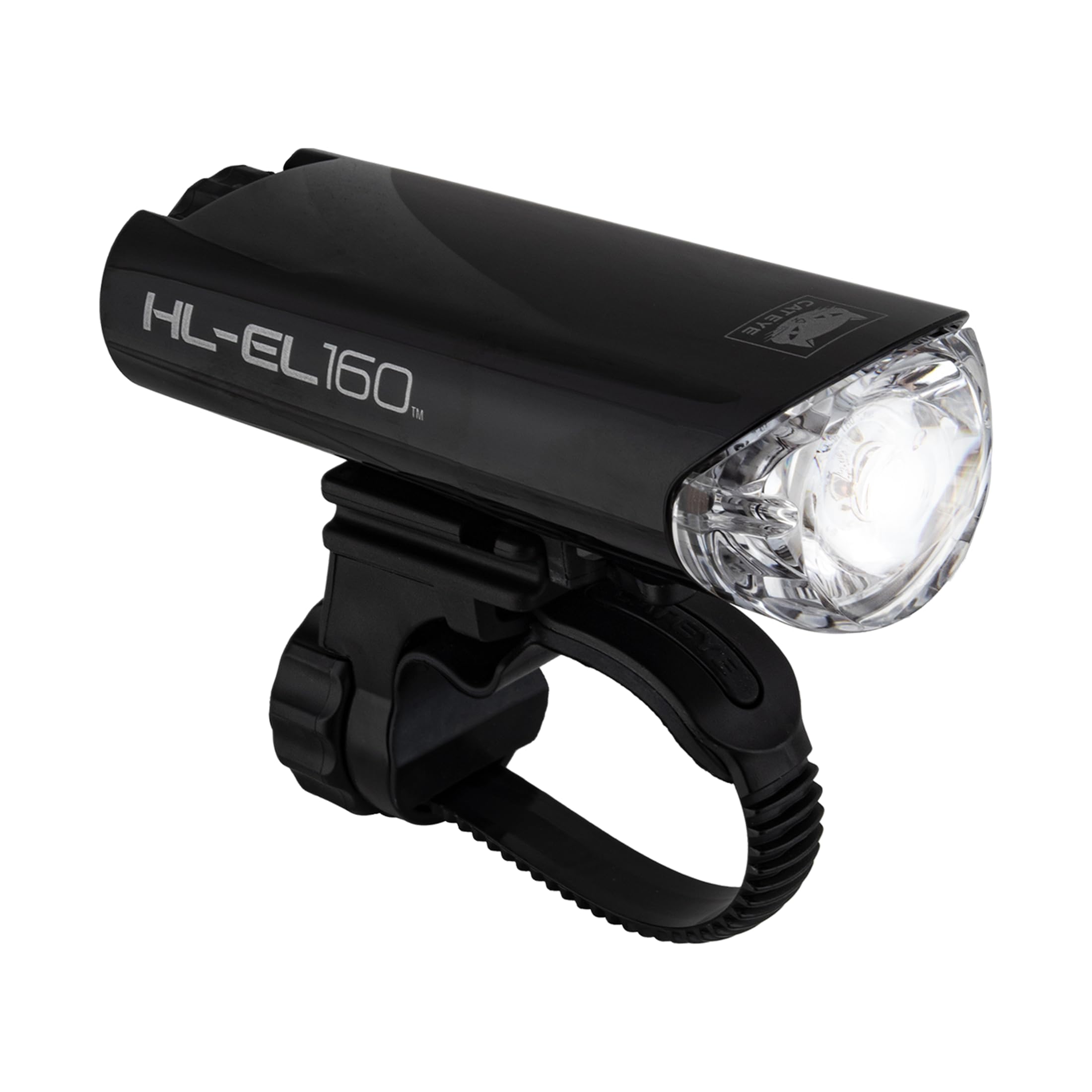 CATEYE HL-EL160 Bike Headlight - IPX7 Waterproof 50 Lumen LED Light with OptiCube Lens, 250 Hour Runtime, Low Battery Indicator,
