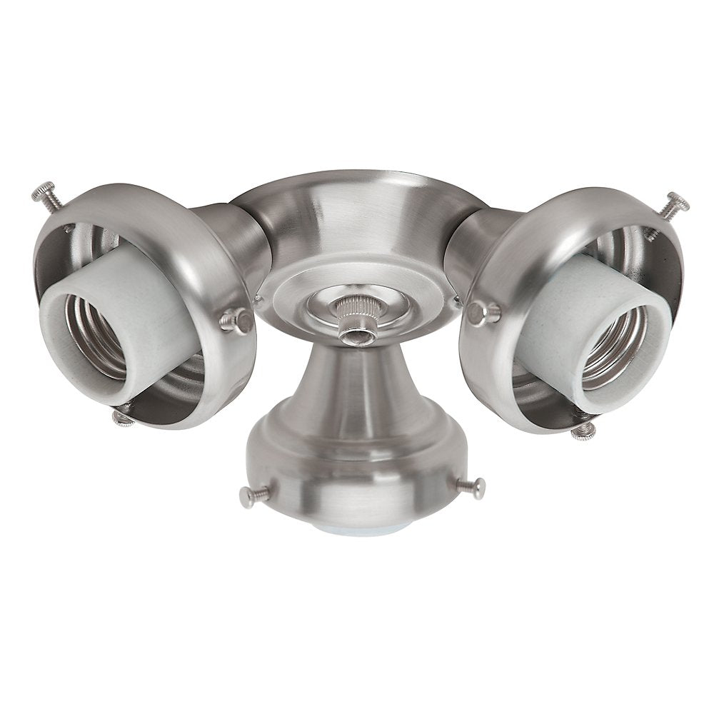 Hunter Traditional Three-Light Fitter In Brushed Nickel - Metal Ceiling Light Fixture