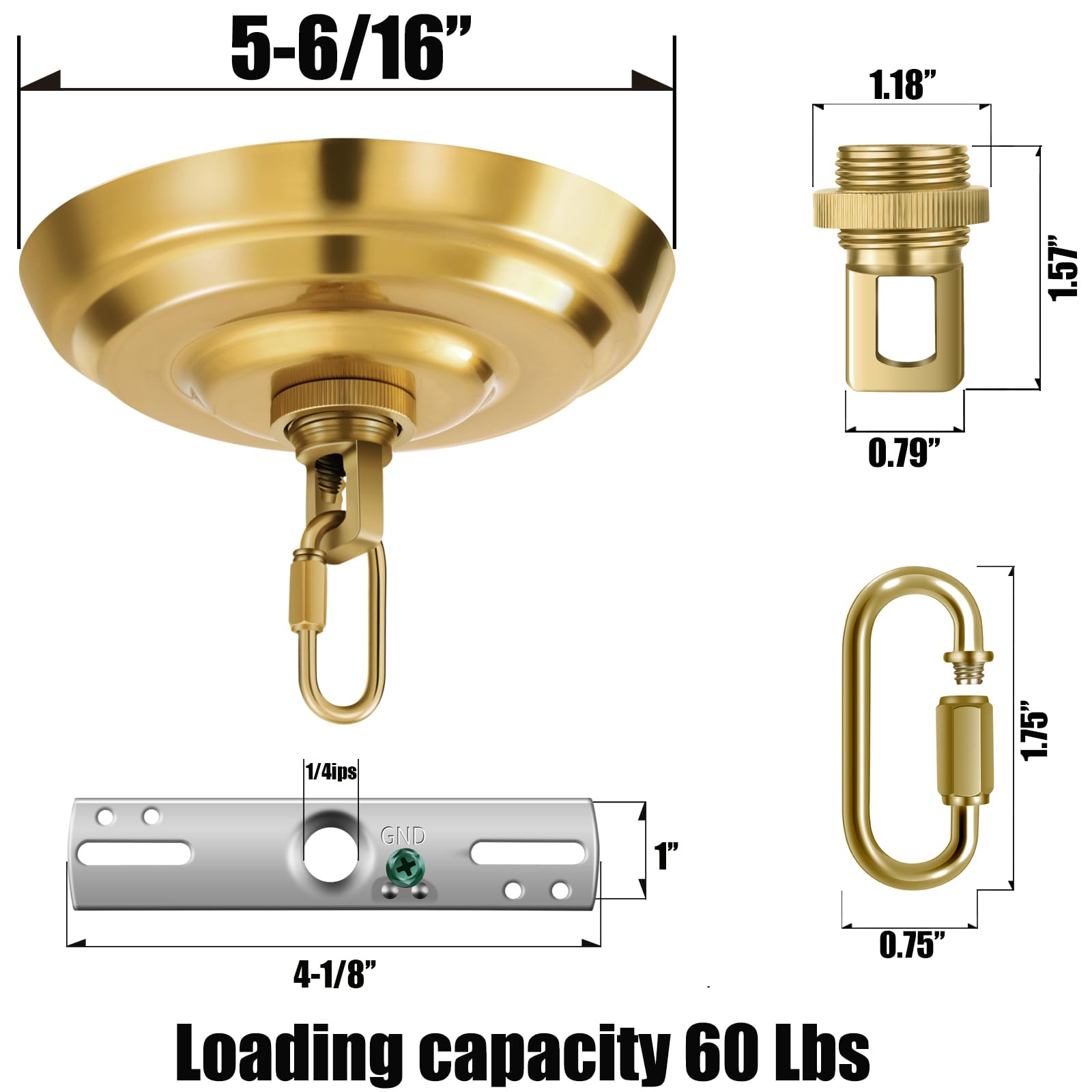 Mayomajo 2 Pack Of 5-5/16 Inches Light Canopy Kit  Heavy Duty Replacement Cover Plate With Mounting Hardware For Chandelier  Pendant Lighting & Swag Light (Brass  5-5/16 Inch Canopy)