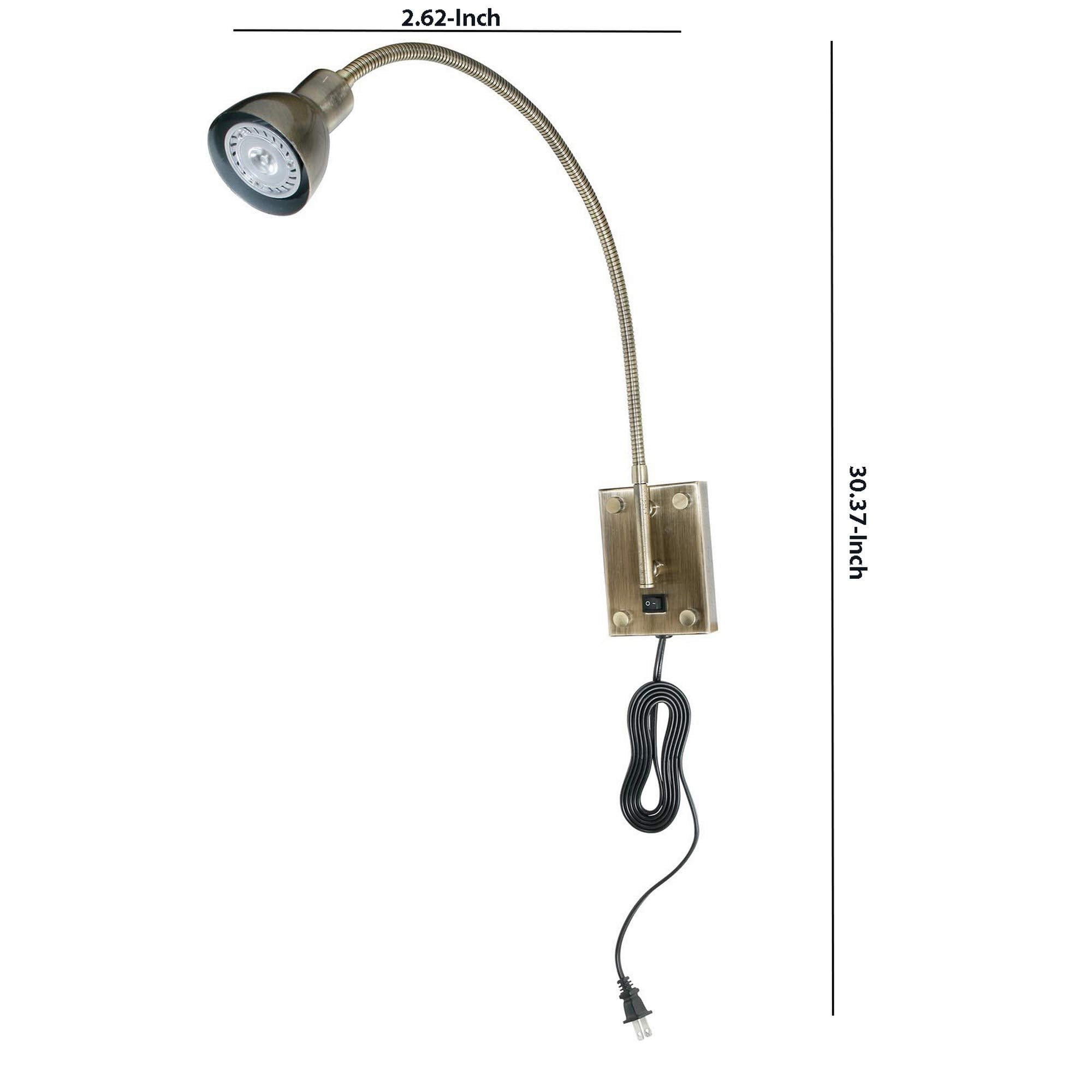 Benzara Metal Round Wall Reading Lamp with Plug-in Switch, Silver and Gray, Model BM225086