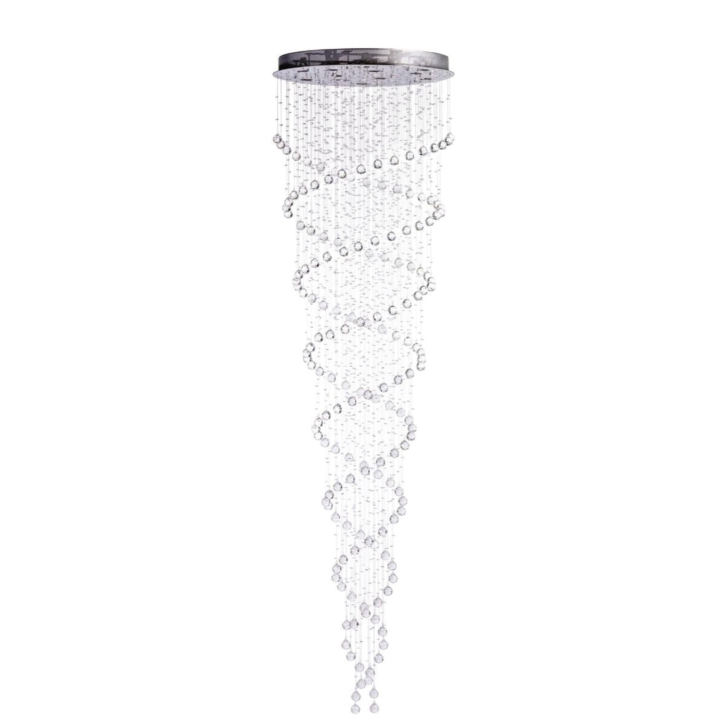 Finesse Decor Crystal Chandelier, 12 Light Modern Spiral Design, Clear Crystal & Metal, Model FN-1104