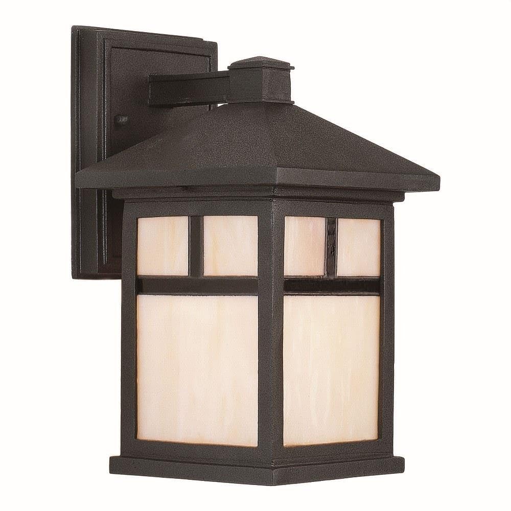 FORTE Exterior Wall Light Honey Glass Shades 10Hx6Lx10W Black Model 1773-01-04
