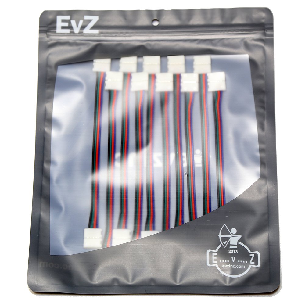EvZ 10PCS LED 5050 RGB Strip Light Connector 4 Pin Jumper 10mm Wide Wire with Connectors