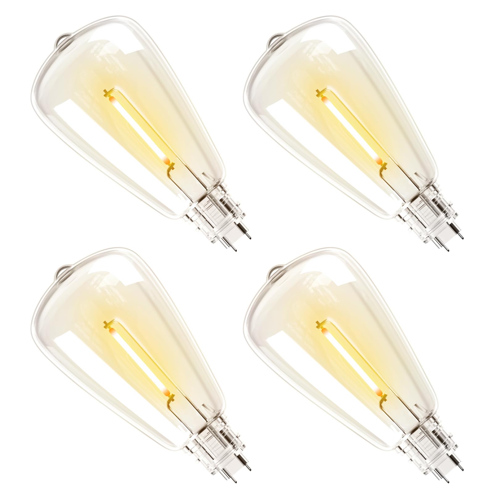addlon 4 Pack ST38 Solar Replacement Bulbs, E17 24V Shatterproof Plastic LED Bulbs Only for Solar Outdoor String Lights, Dimmabl