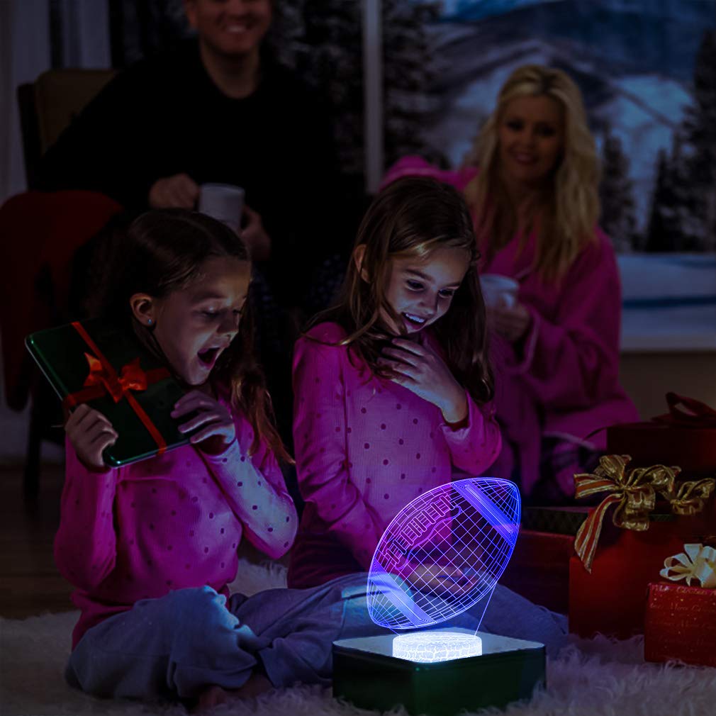 Seven Lady 3D Football Lamp Night Light With Remote, Touch Control & Adjustable Brightness